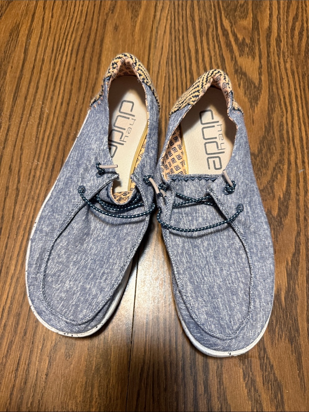 Hey Dude Heathered Blue Canvas Casual Slip-Ons